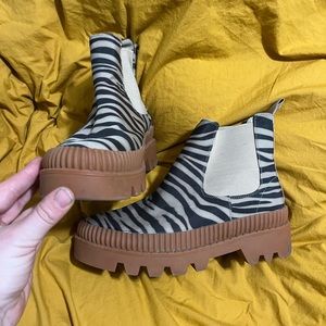 Zebra print platform booties from Anthropologie